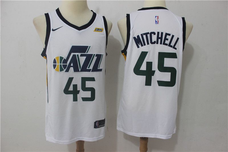Men Utah Jazz 45 Mitchell White Nike NBA Jerseys